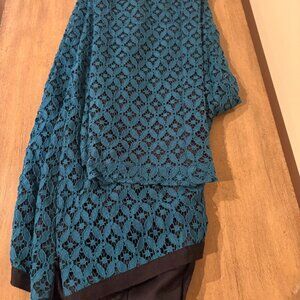 KENSIE Teal Eyelet Skinny Ankle Crop Side-Zip Closure Lined Pants Womens 6